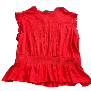 Bright red/orange peplum blouse
